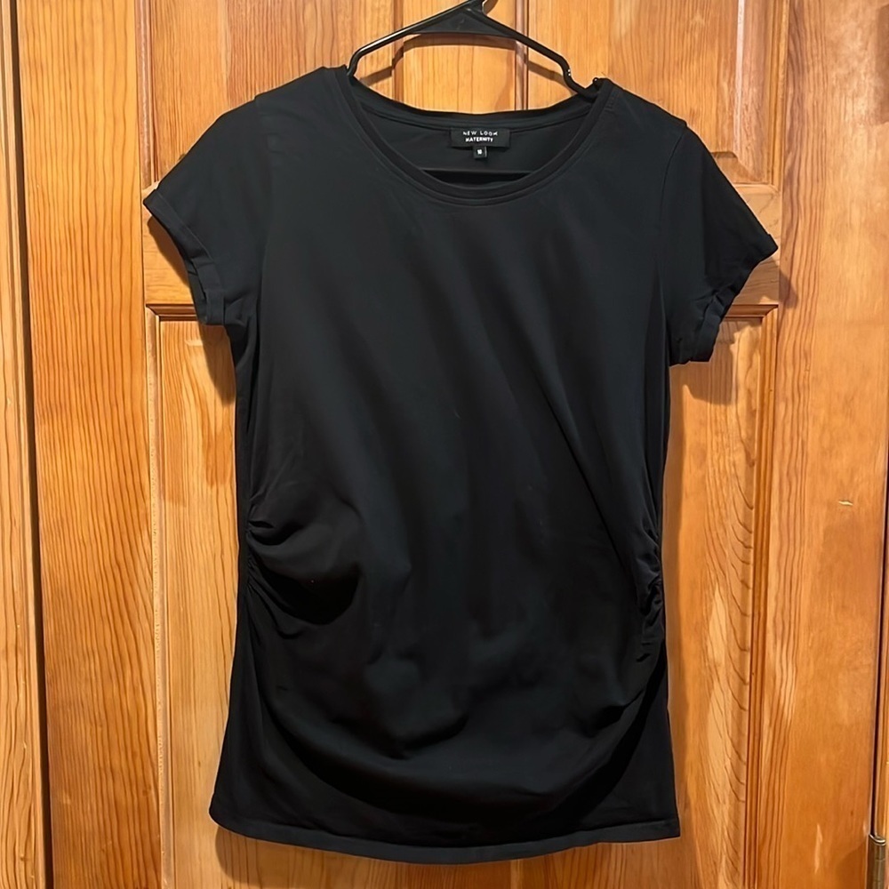 New look maternity black short sleeve shirt size 10.
